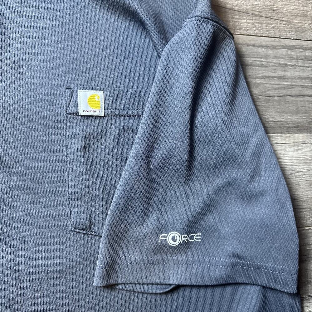 Carhartt Force Polo Shirt Mens Sz X-Large Gray Relaxed Fit Pocket Short Sleeve - Picture 2 of 5
